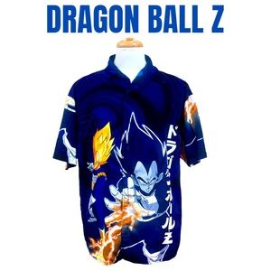 Vintage 2001 DragonBall Z Vegeta Graphic Animation Button Down Size Small